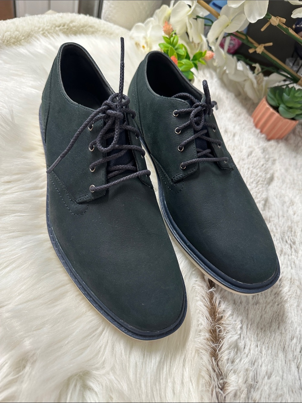 Timberland Mens Waterproof Navy Lace-Up Shoes With Hoverlite Comfort Soles Sz 9
